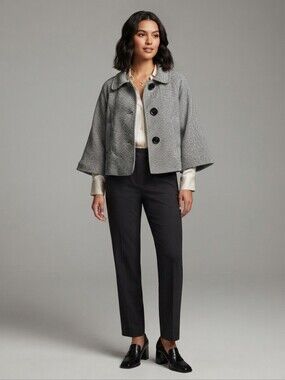 Vintage Vertigo Paris Cropped Herringbone Tweed Jacket Size M